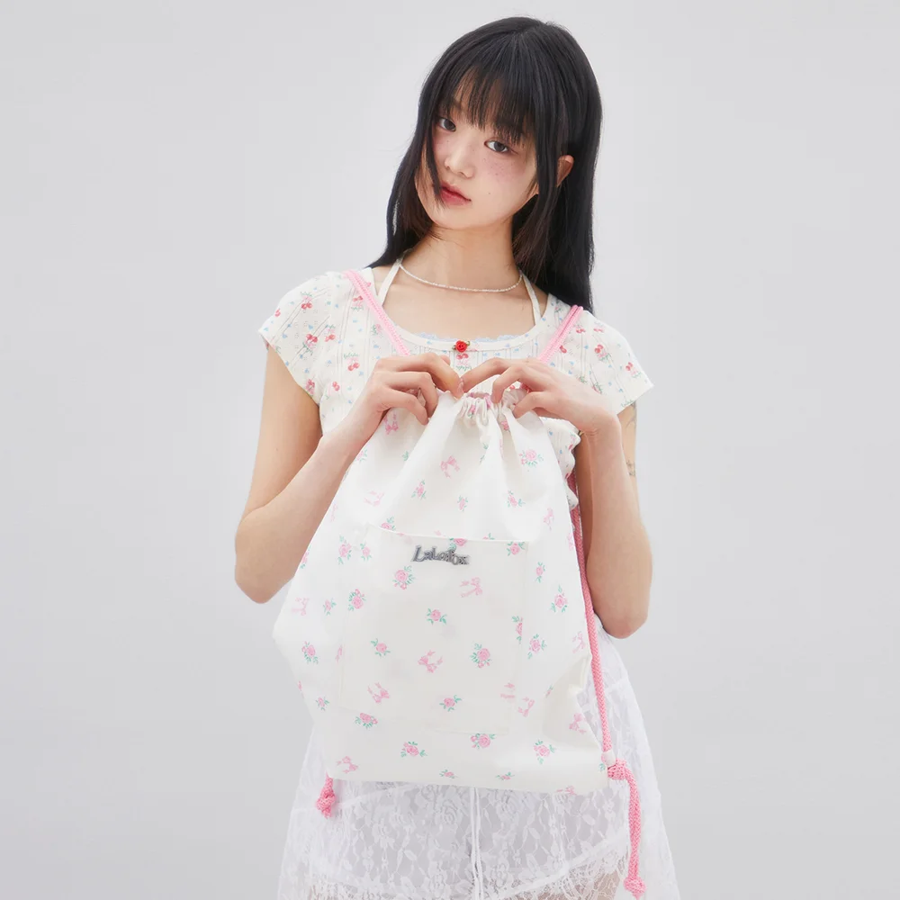 FLOWER PRINT STRING BACKPACK CREAM BQ4AB002