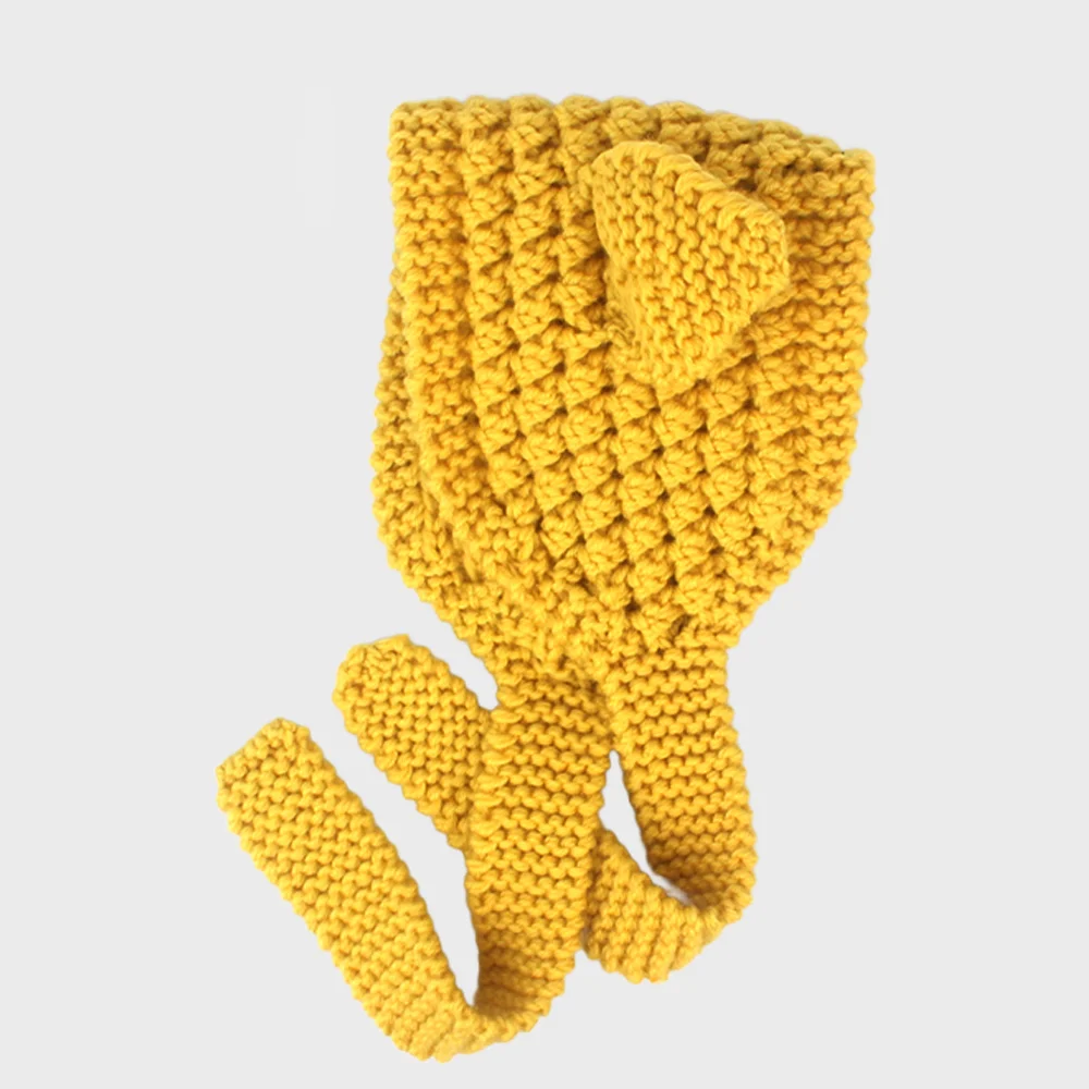 Cat Bold Knit Yellow Bonnet Hat Bonnet Hat