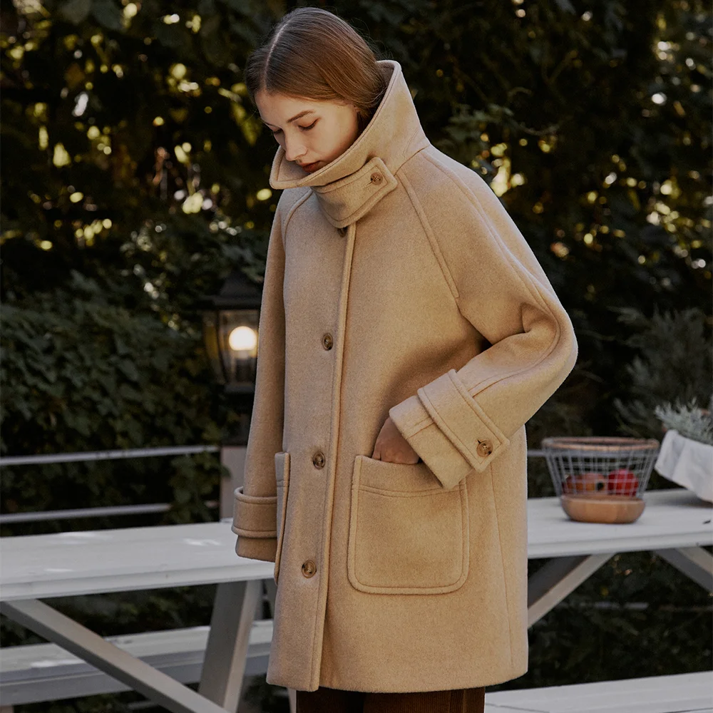 WJ-04 WOOL BLENDED HALF COAT (2COLORS)