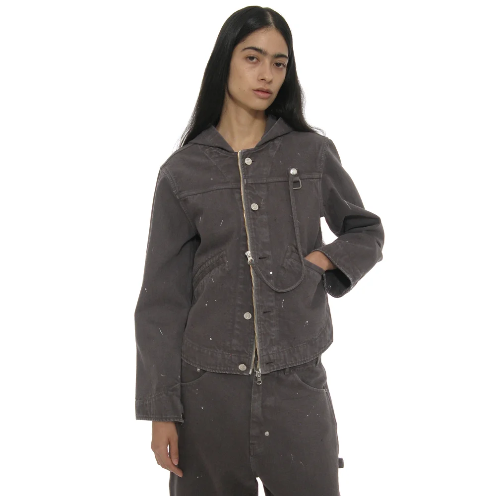 WASHED HOODED TRUCKER JACKET_CHARCOAL