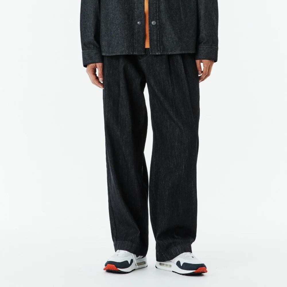 TWO TUCK DENIM TROUSERS - BLACK (P263MDP461)