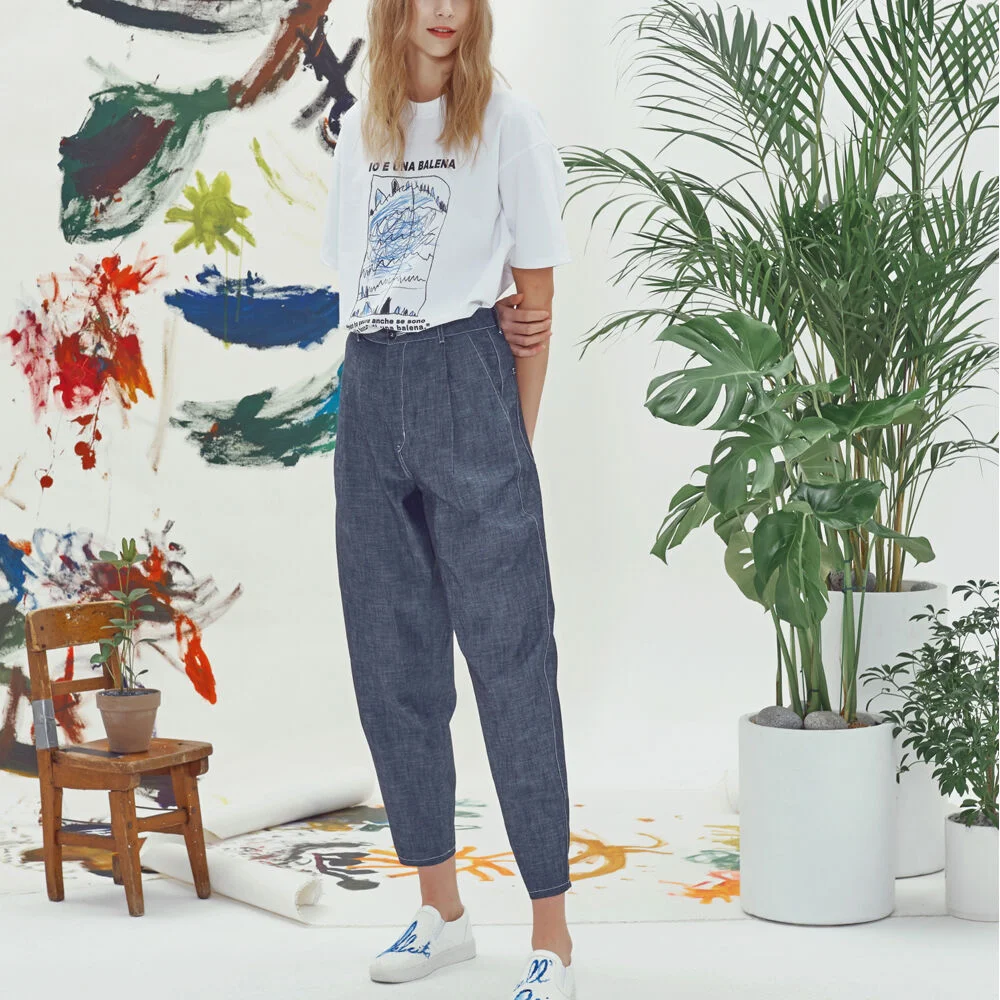 20's Chambray baggy pants