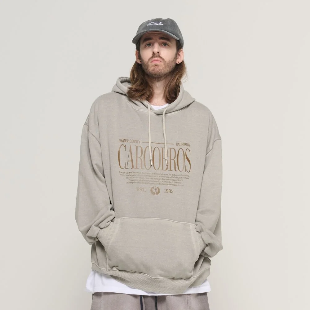 EASTERN LOGO PIGMENT HOOD T-SHIRT (BEIGE)