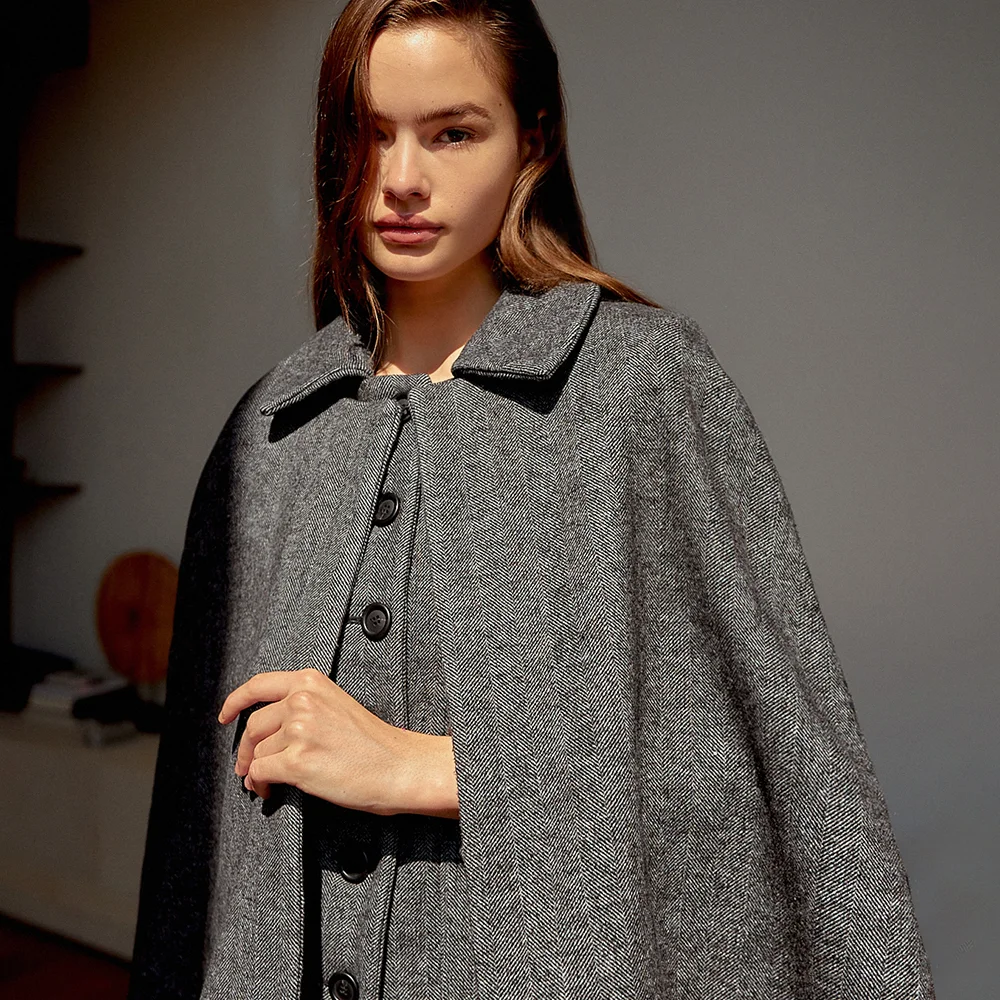 Wool-blend cape