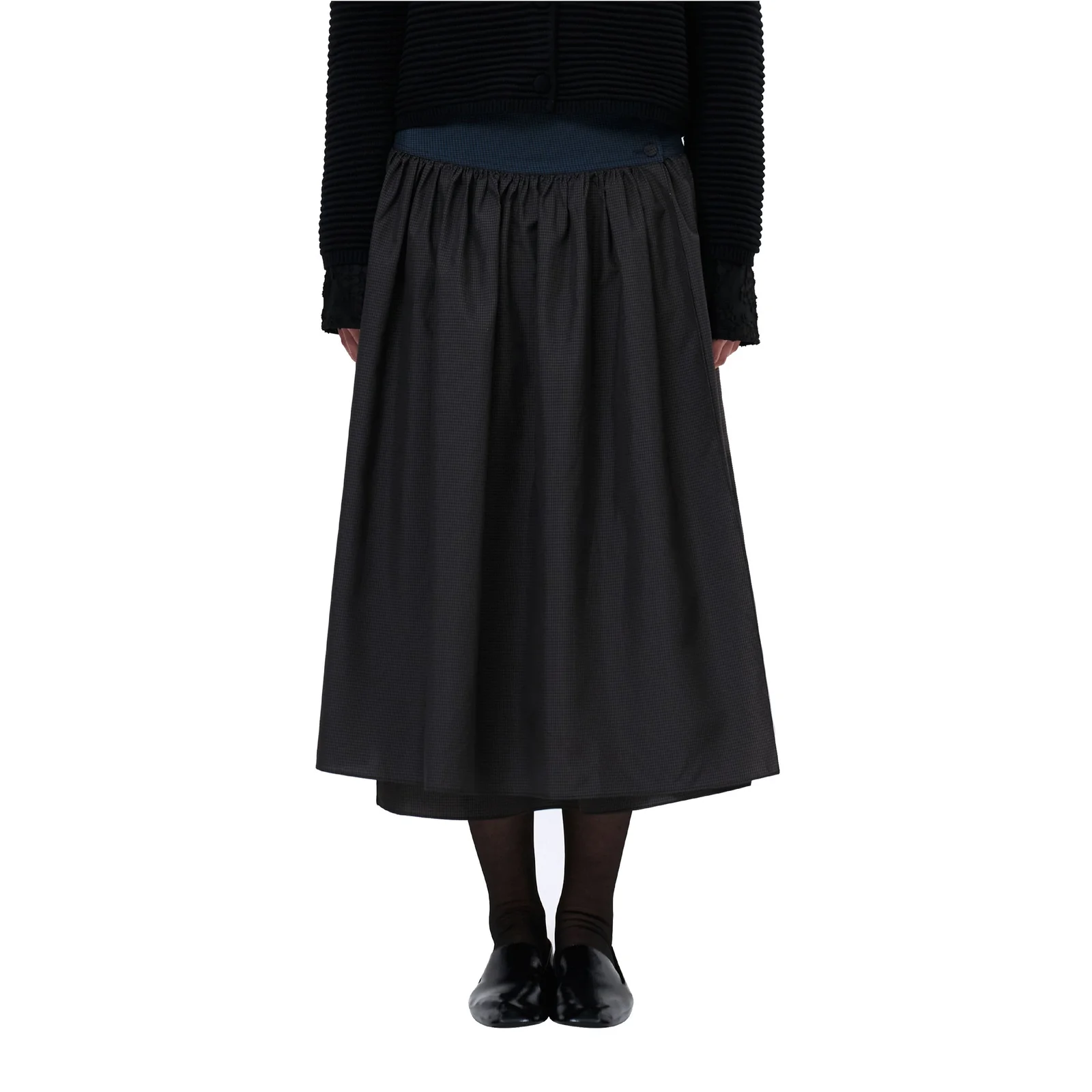 BUTTON WRAP SKIRT (BROWN)