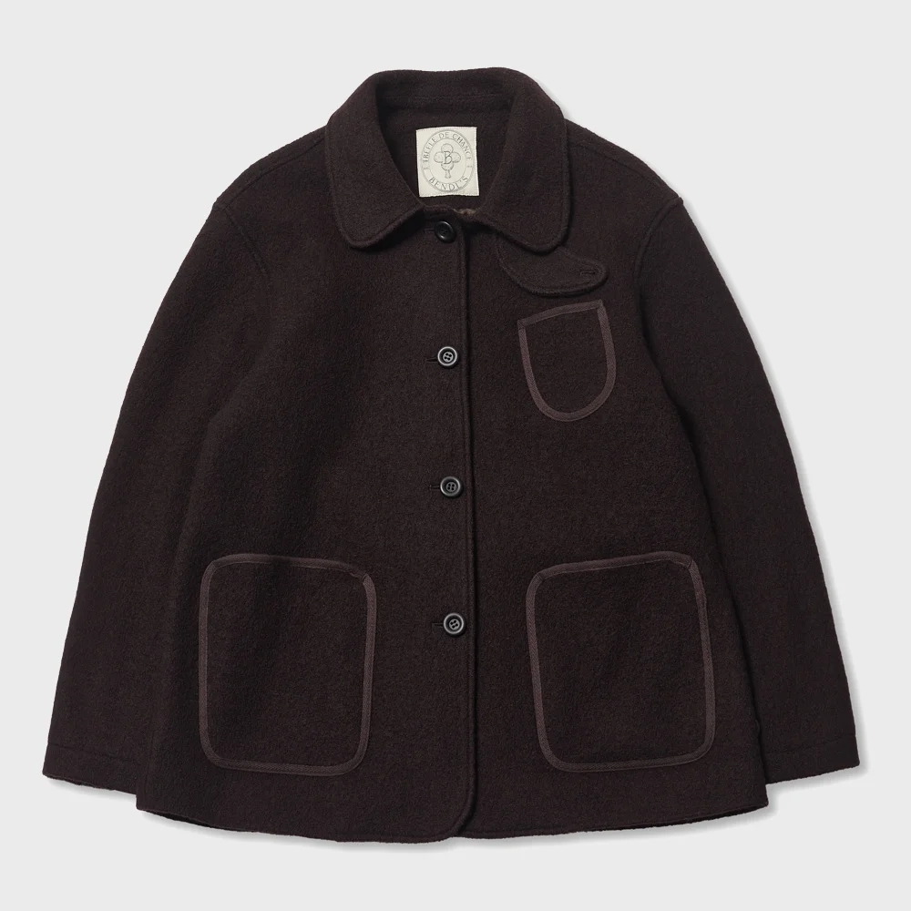 BUCLE HALF COAT -D/BROWN
