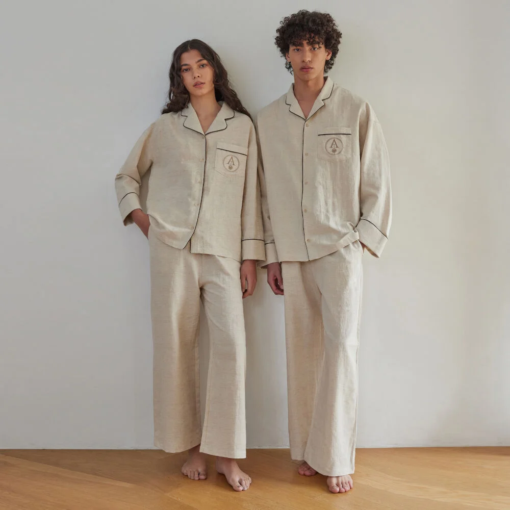 CLASSIC PAJAMA COUPLE SET_ecru linen