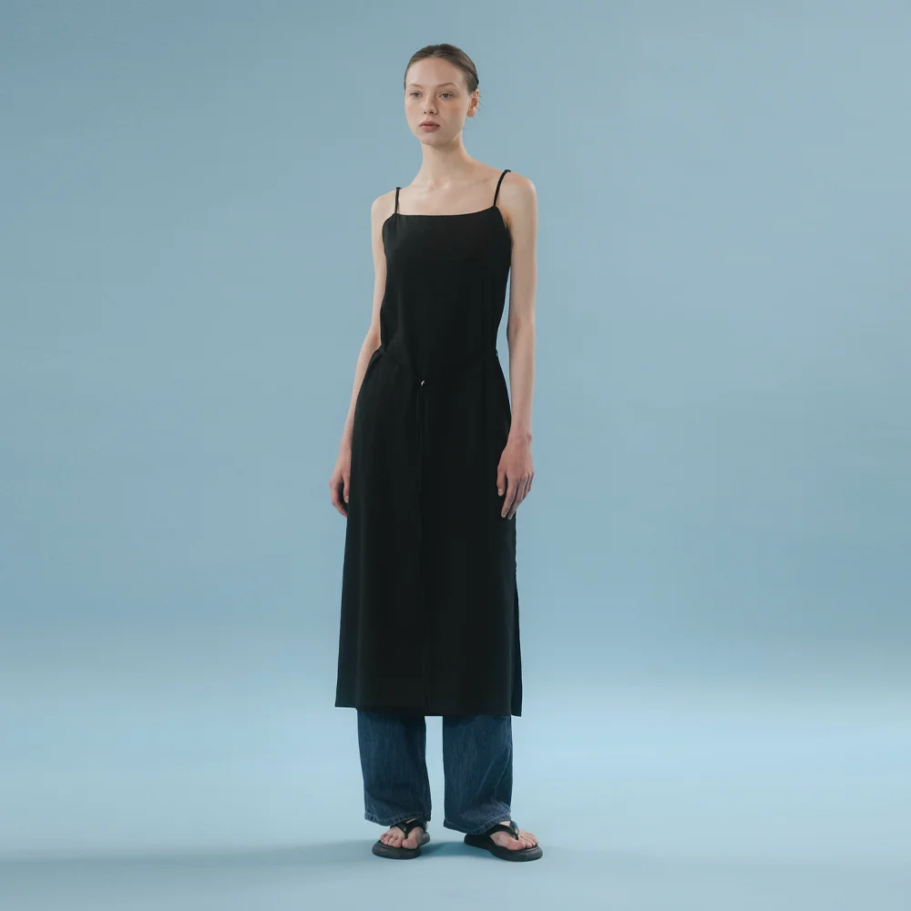 Linen slip dress (black)
