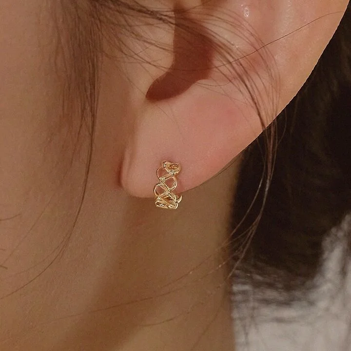 14k post Velo 一觸即開 環 耳環