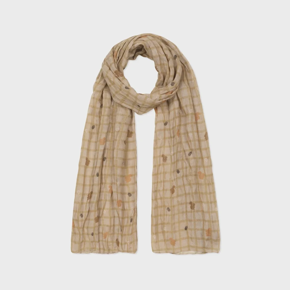 crinkle scarf check squirrel