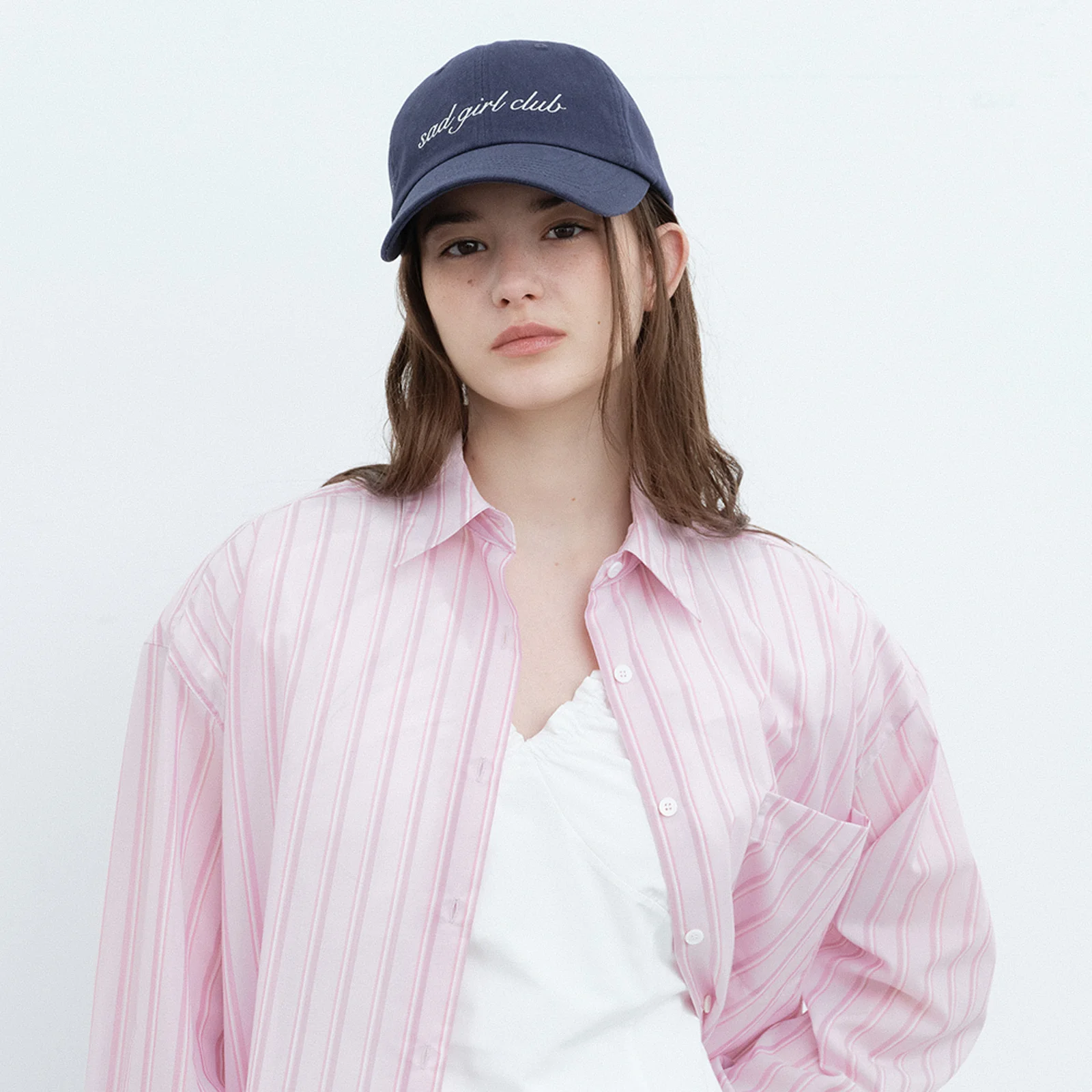 Sad Girl Club Cap-Navy