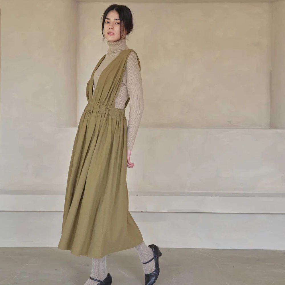 Annette layered shirring long dress