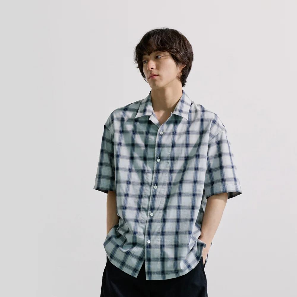 LOOSED CHECK HALF SHIRT