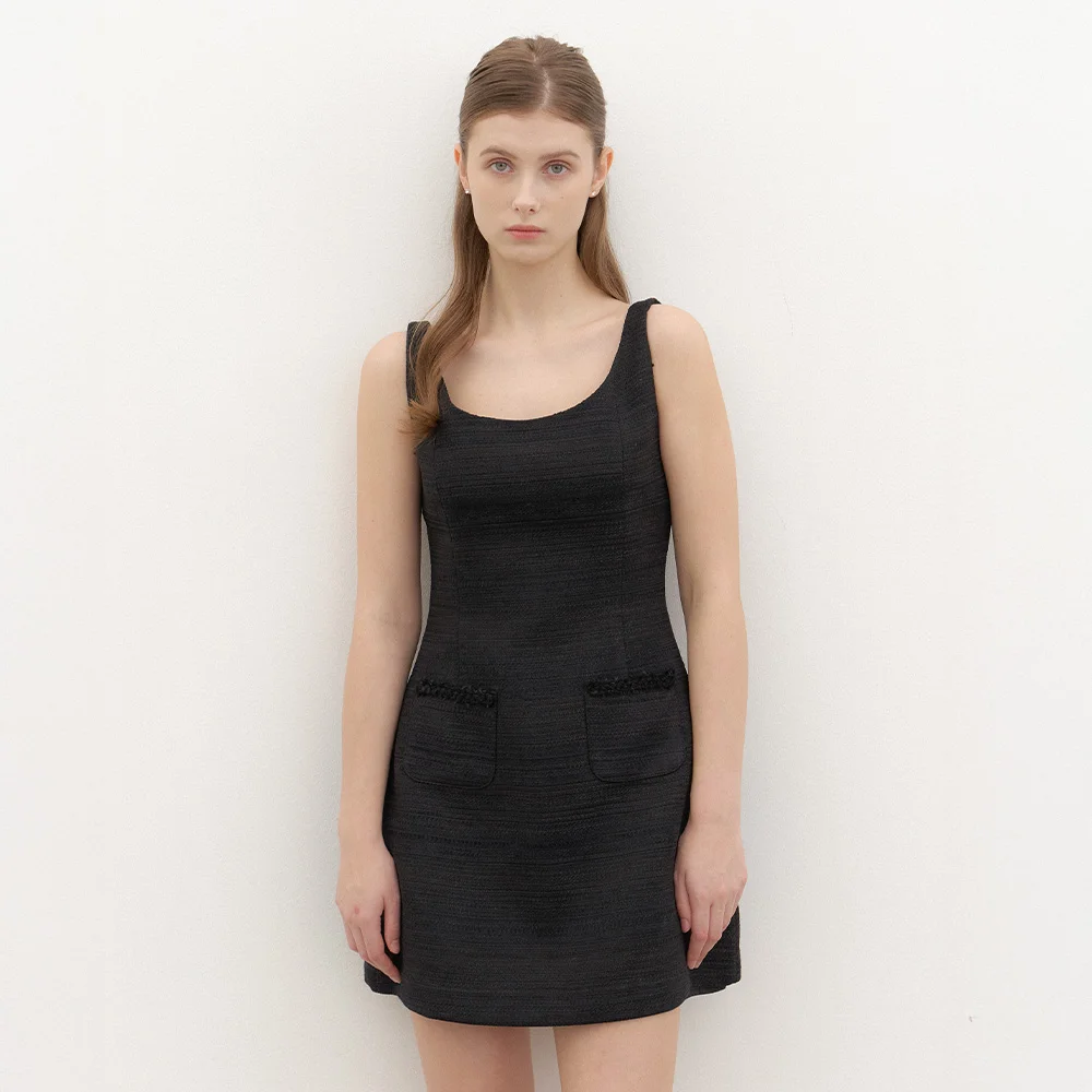 LILAC Trimmed Mini Set-up Dress / Black(2Color)
