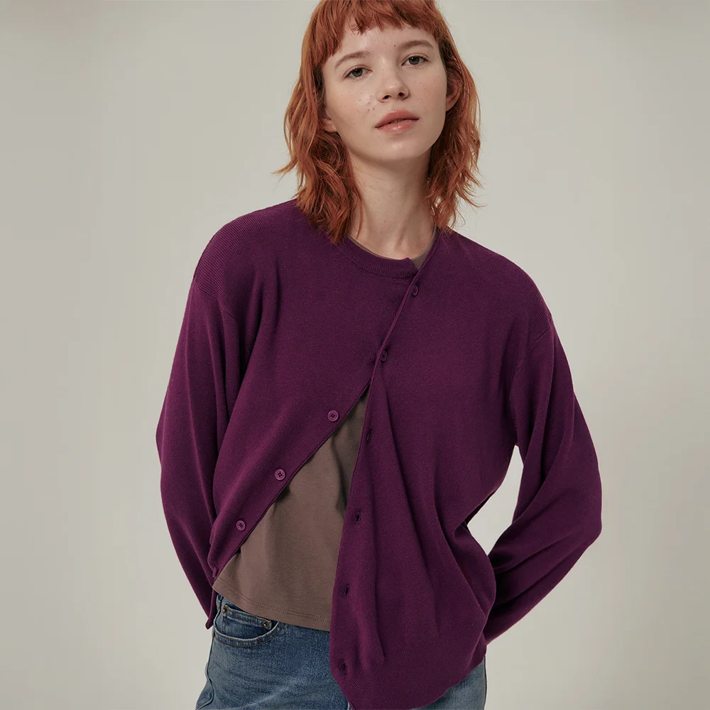Floa Unbalanced Cardigan Purple