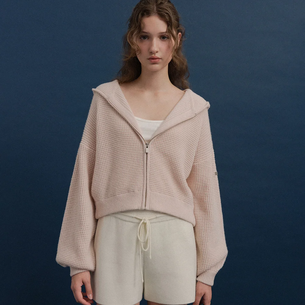Roa Wool Hoodie Zip Up (Rosy)