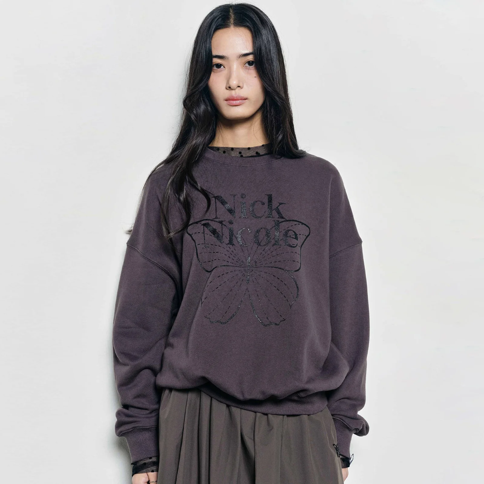 BUTTERFLY SIGNATURE SWEATSHIRT_CHARCOAL BLACK