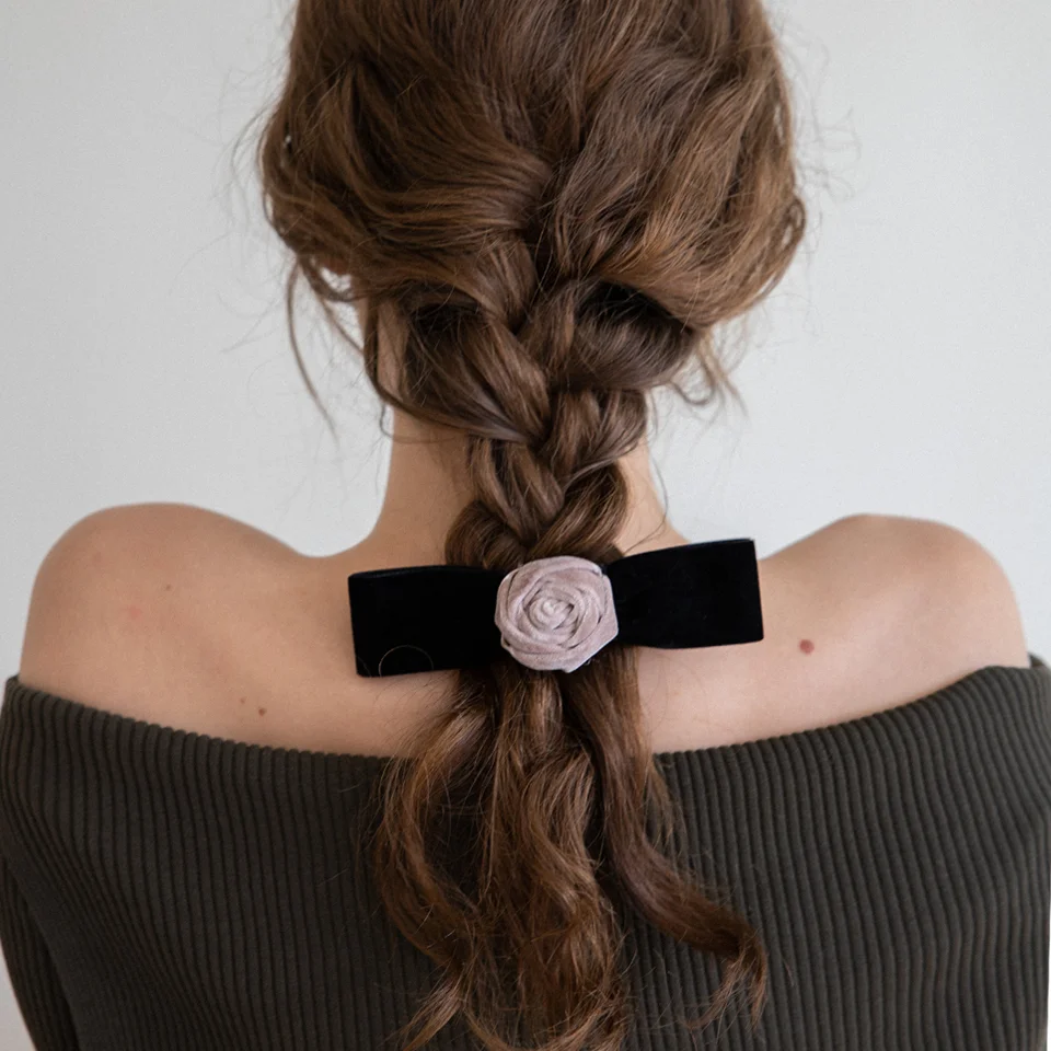 Rose velvet ribbon hairpin (2colors)