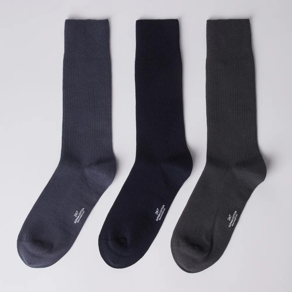 SUPIMA COTTON SOCKS 3PCS BLUE MIX (247)