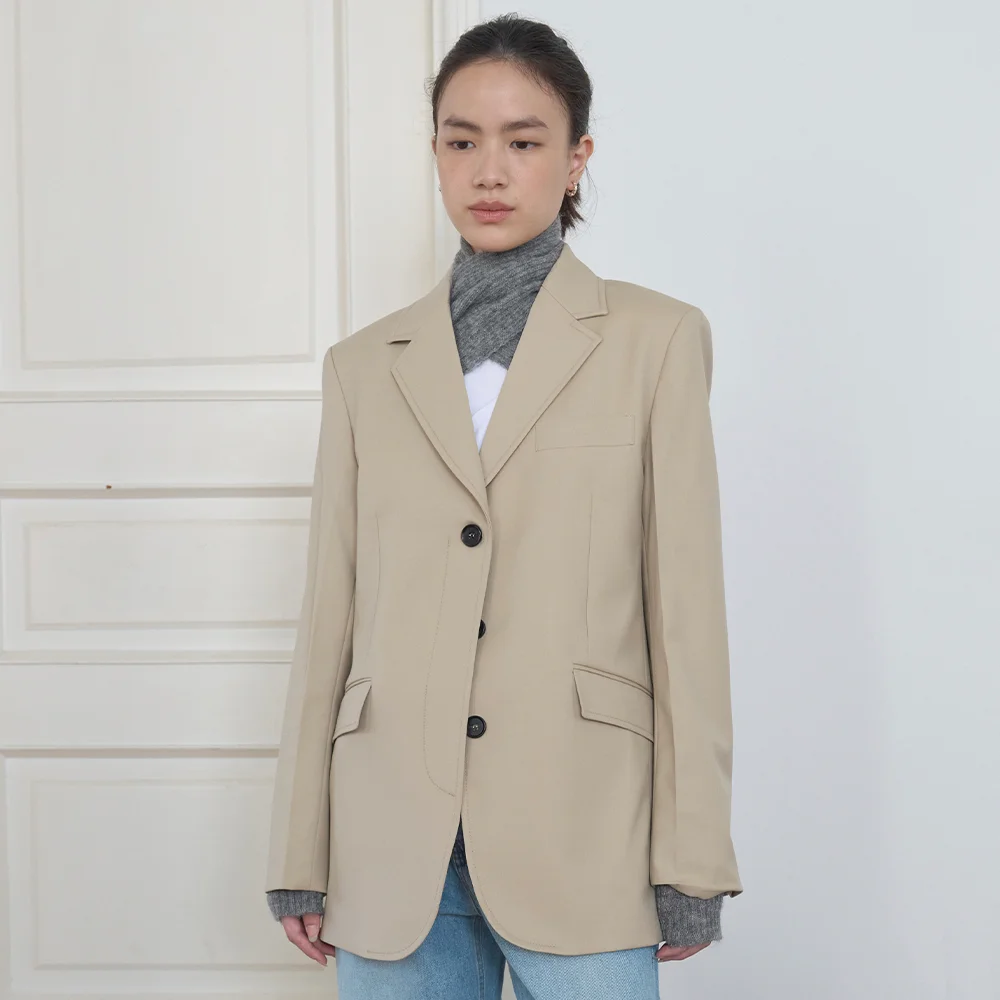 SINGLE HIDDEN JACKET_LIGHT BEIGE