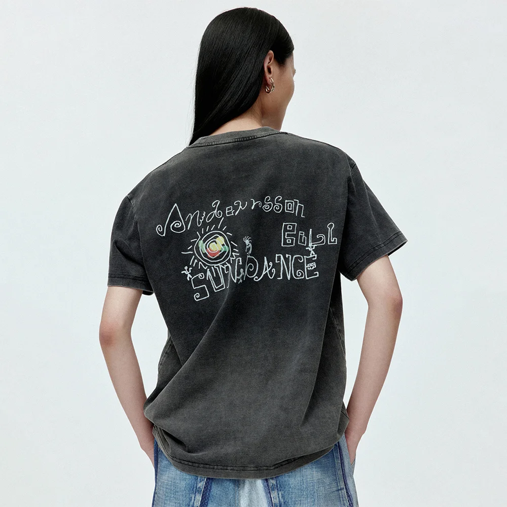 (ESSENTIAL) UNISEX PIGMENT SUN DANCE T-SHIRT atb1404u(CHARCOAL)