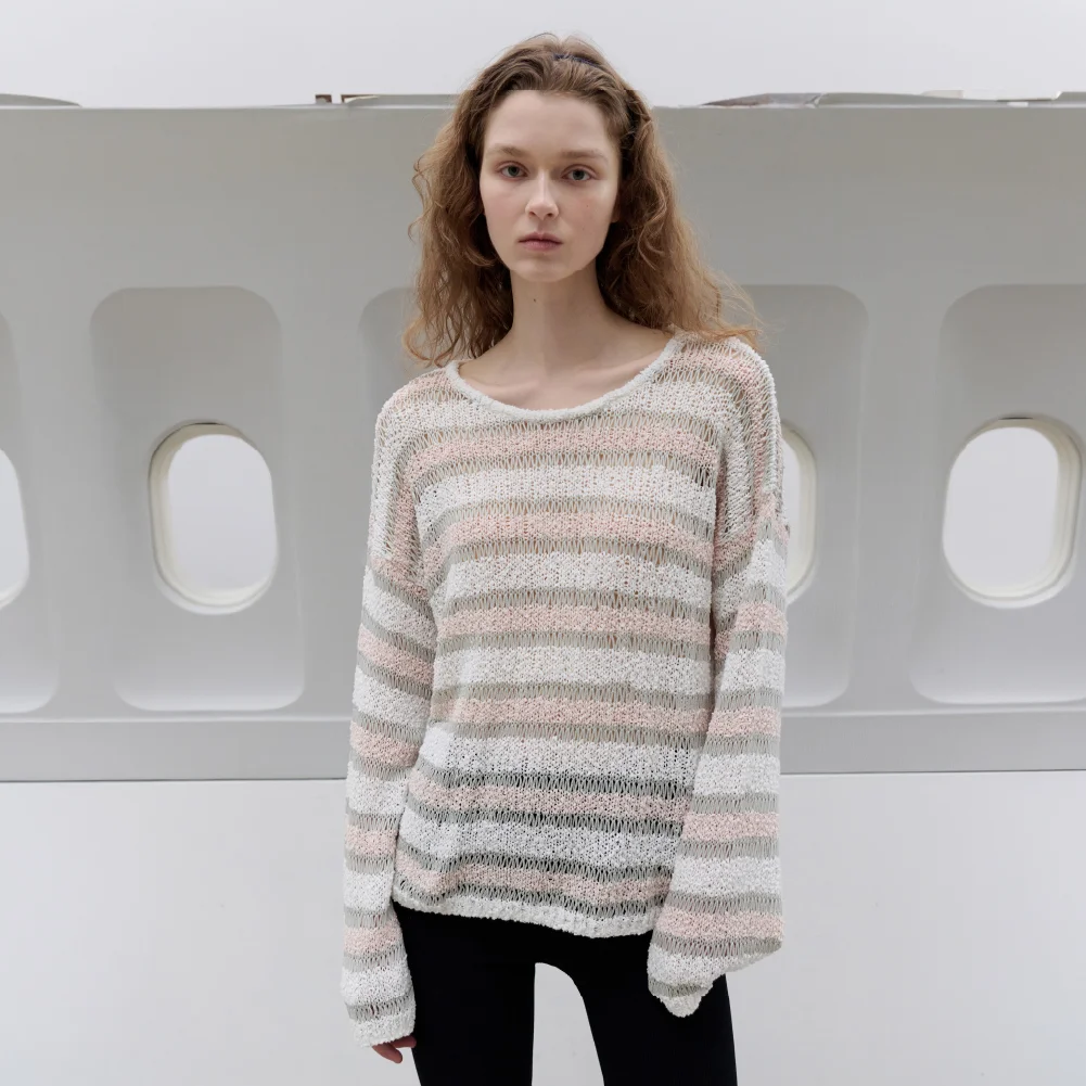 Net Loose Multi-Stripe Knit (Pink)