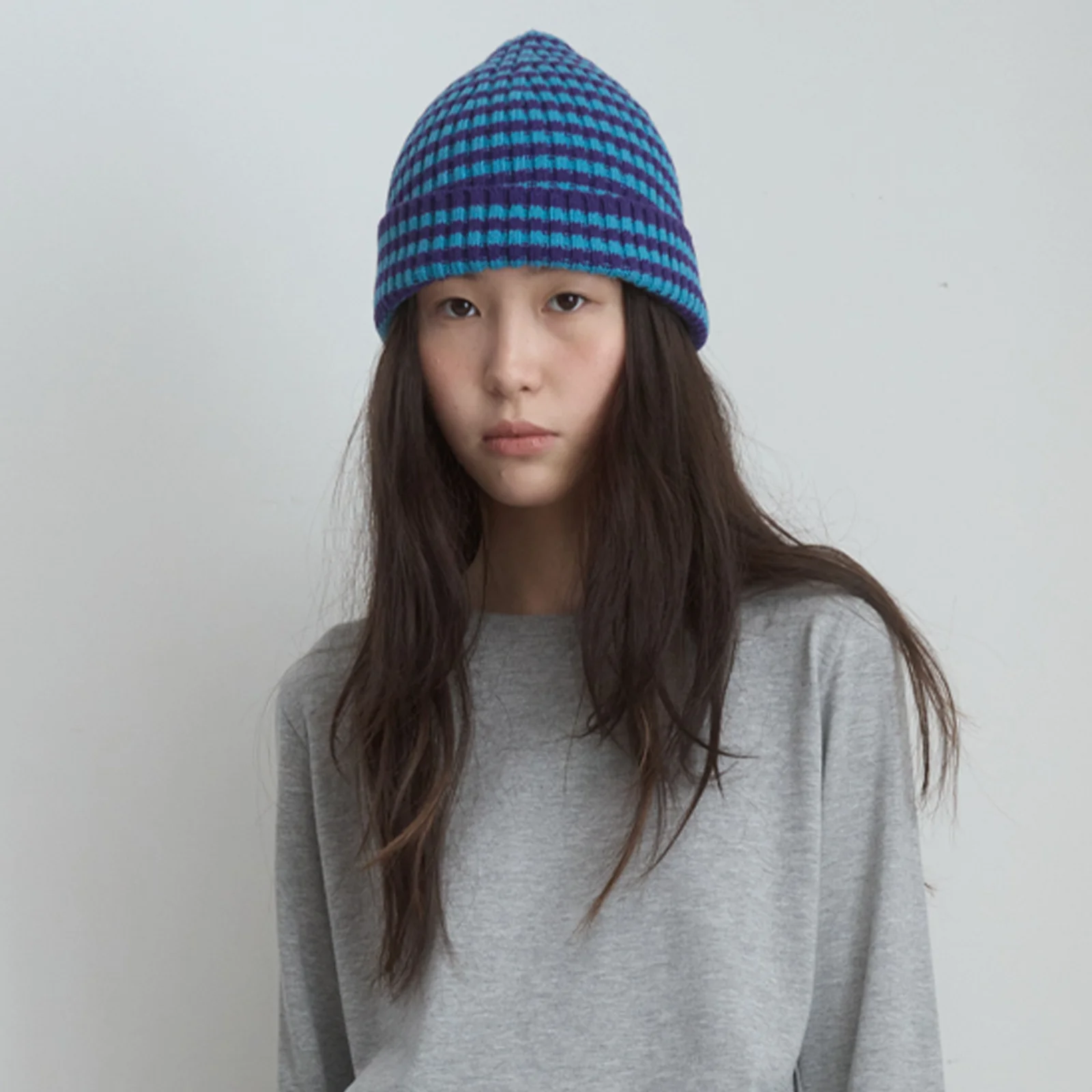 STRIPE SLIT BEANIE_MINT