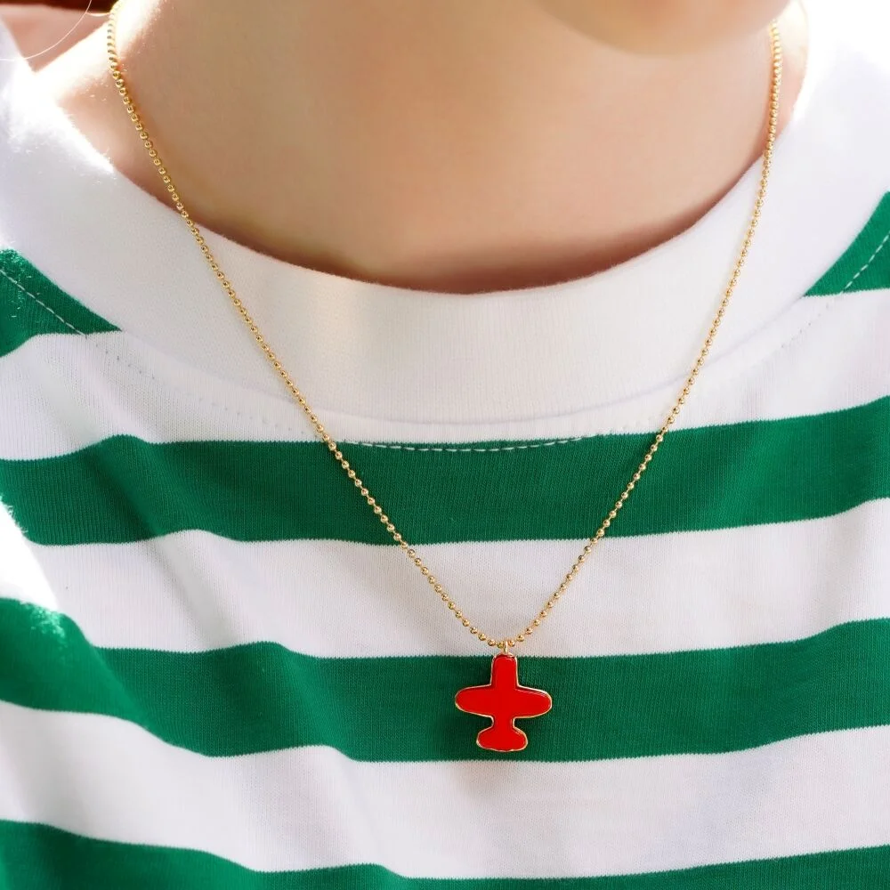 Acrylic airplane mini goldball Necklace 亞克力 飛機 吊飾 金色珠 頸鏈