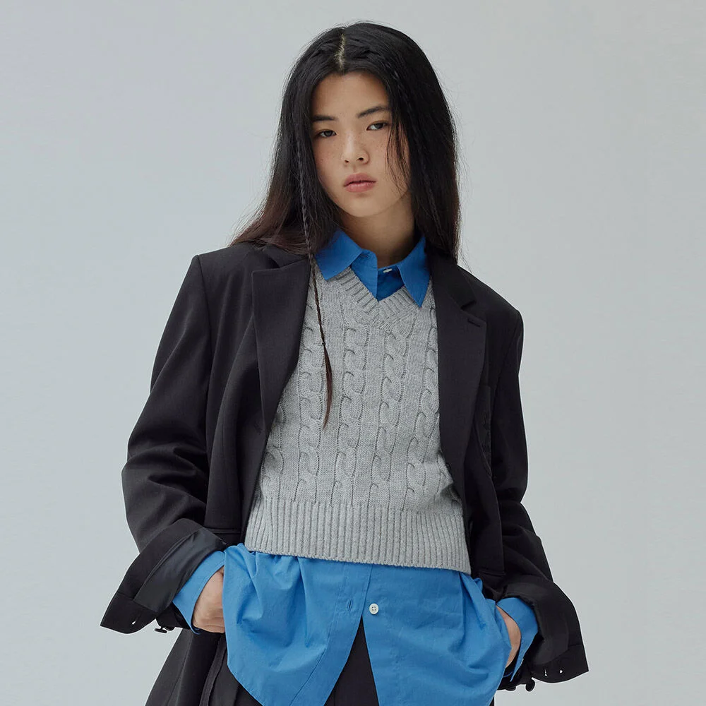 女裝 絞花 針織衫 Heather Gray