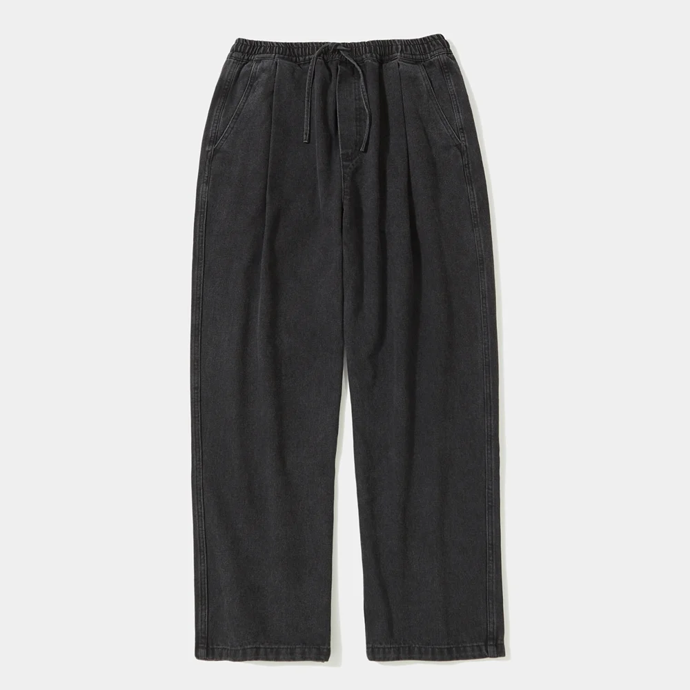 M-LABEL LOOSE-FIT PINTUCK DENIM PANTS_GRAY JEAN