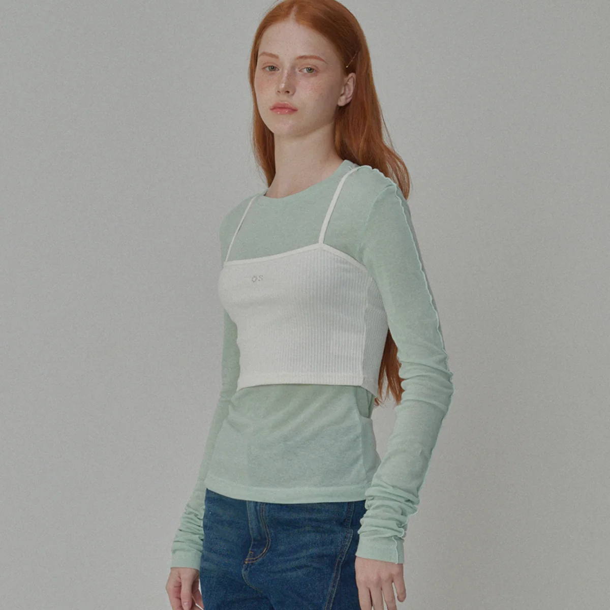 See-Through Wool Jersey T-shirt_Mint