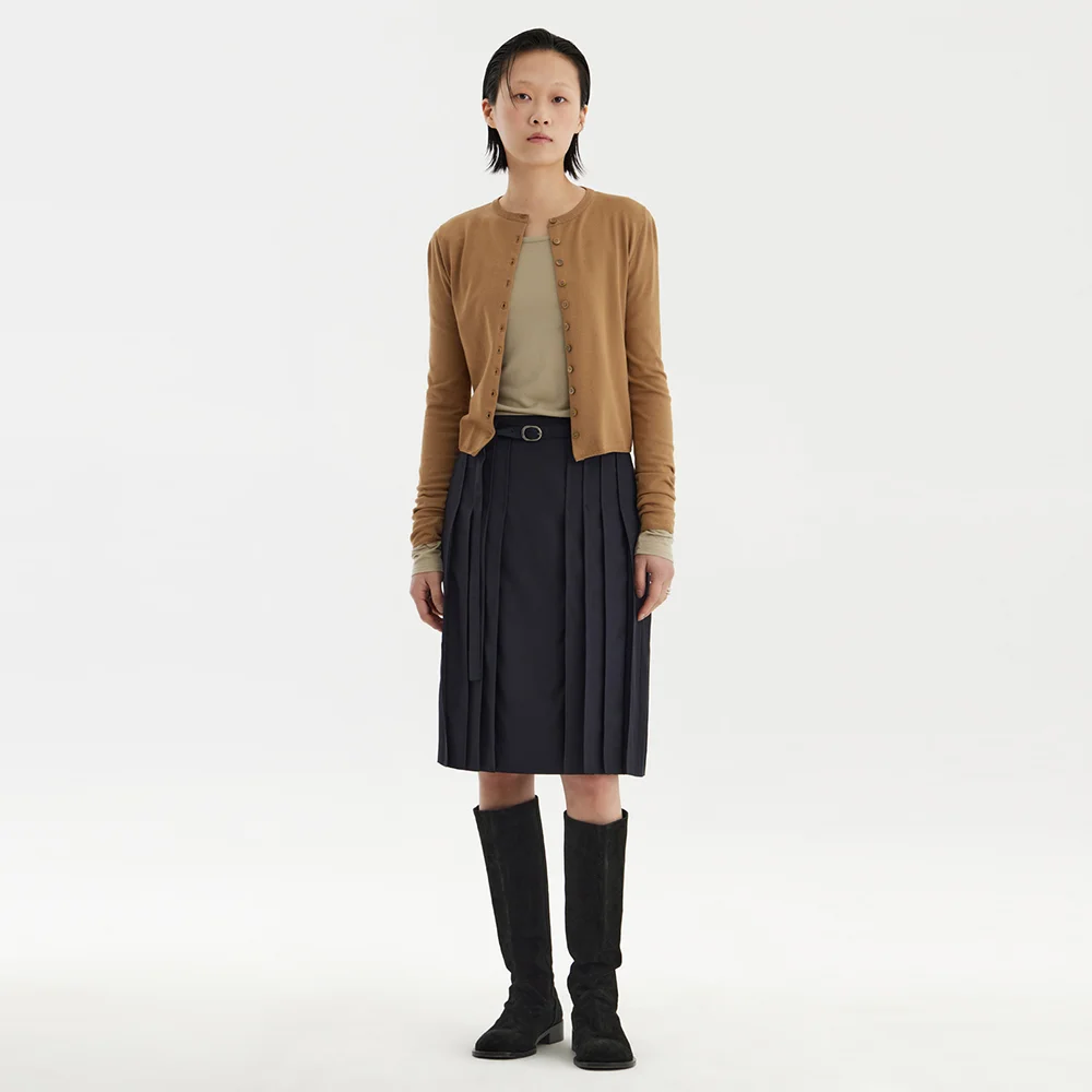 Buttoned Knit Cardigan - Brown