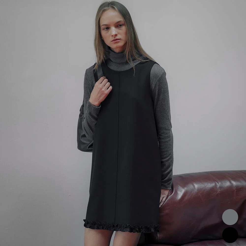 Minimal hem frill detail dress _2color