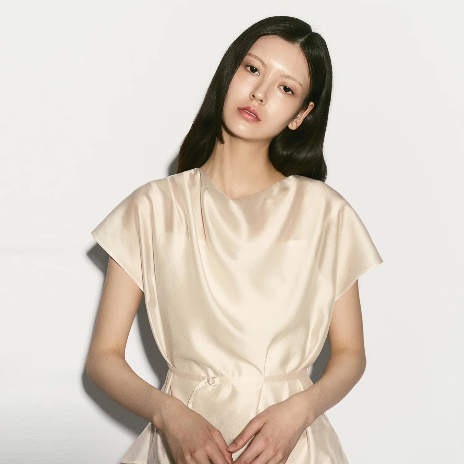 SHEER BELTED BLOUSE PEARL