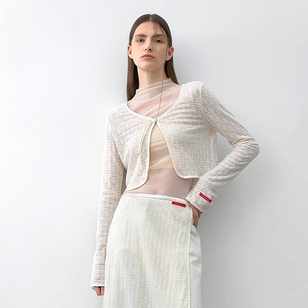 FLOWER LACE OPEN BLOUSE(BL-4346)