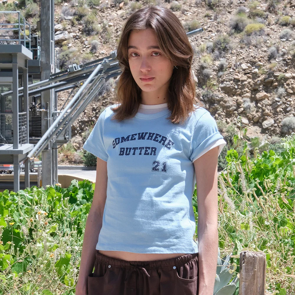 21 Square Logo Top - Light Blue