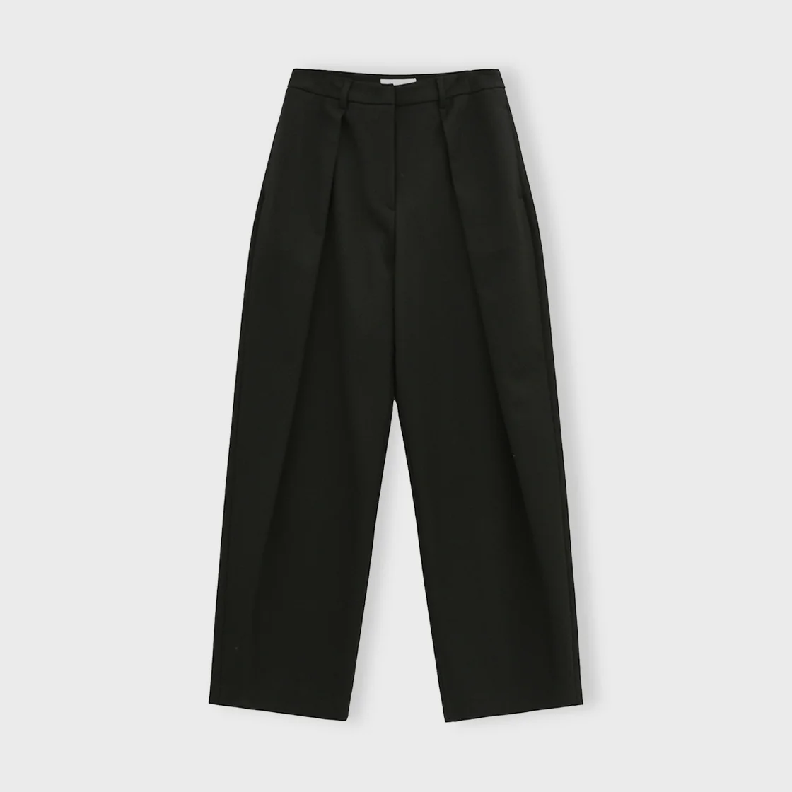 W Wool Pleats Pants, Black