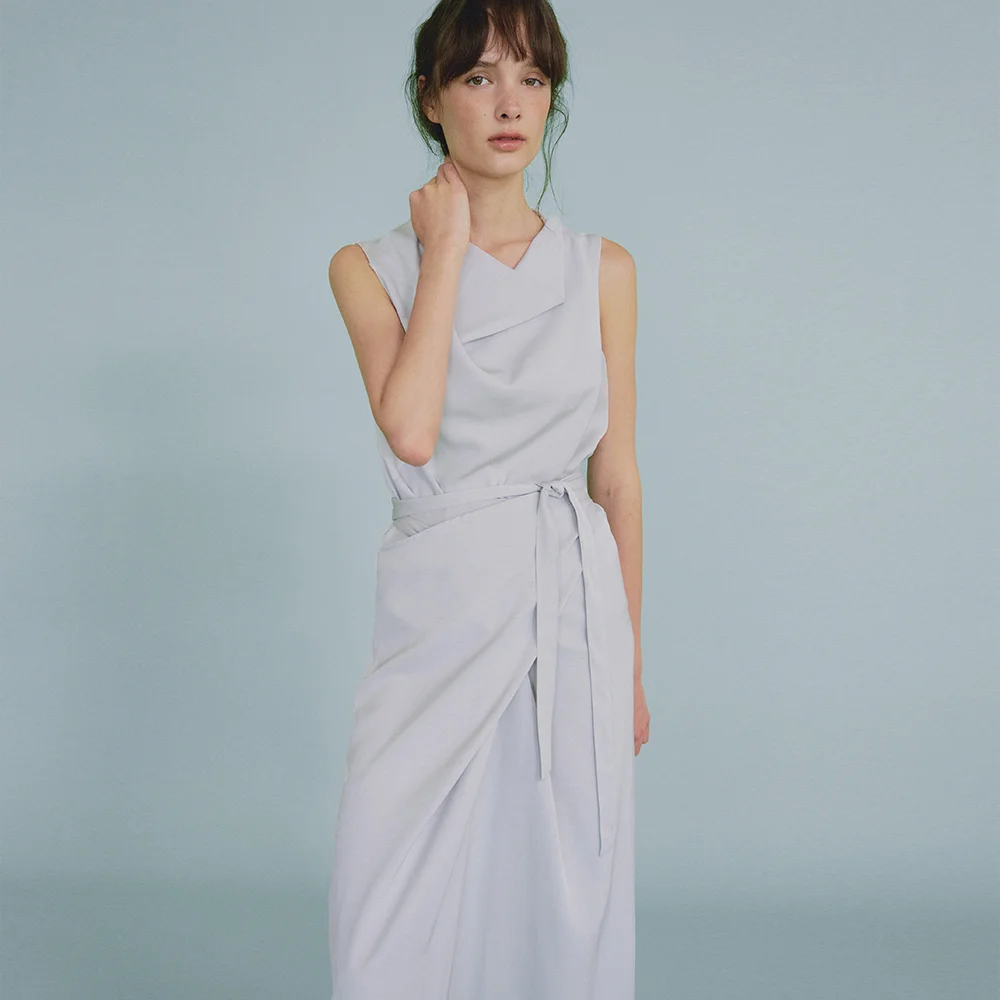 draped halter dress (pale blue) orc 6083