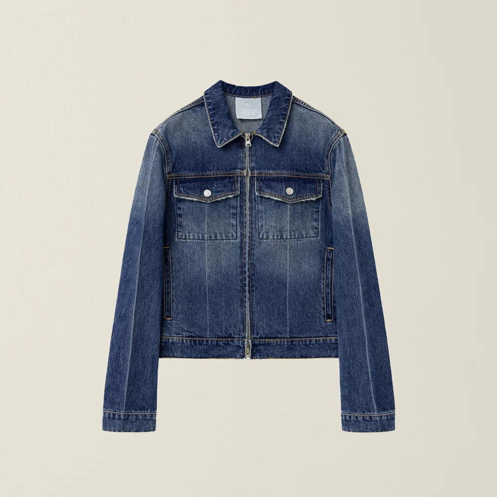 MENS WASHED DENIM JACKET WASHED BLUE