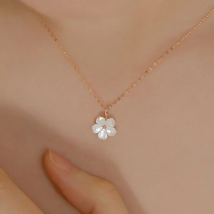 14k Ronia 天然 貝母 花 吊墜