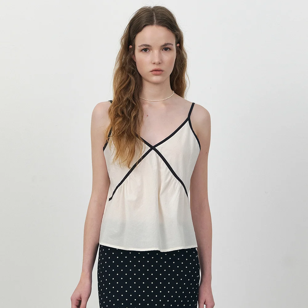 Point cross strap sleeveless blouse_Cream