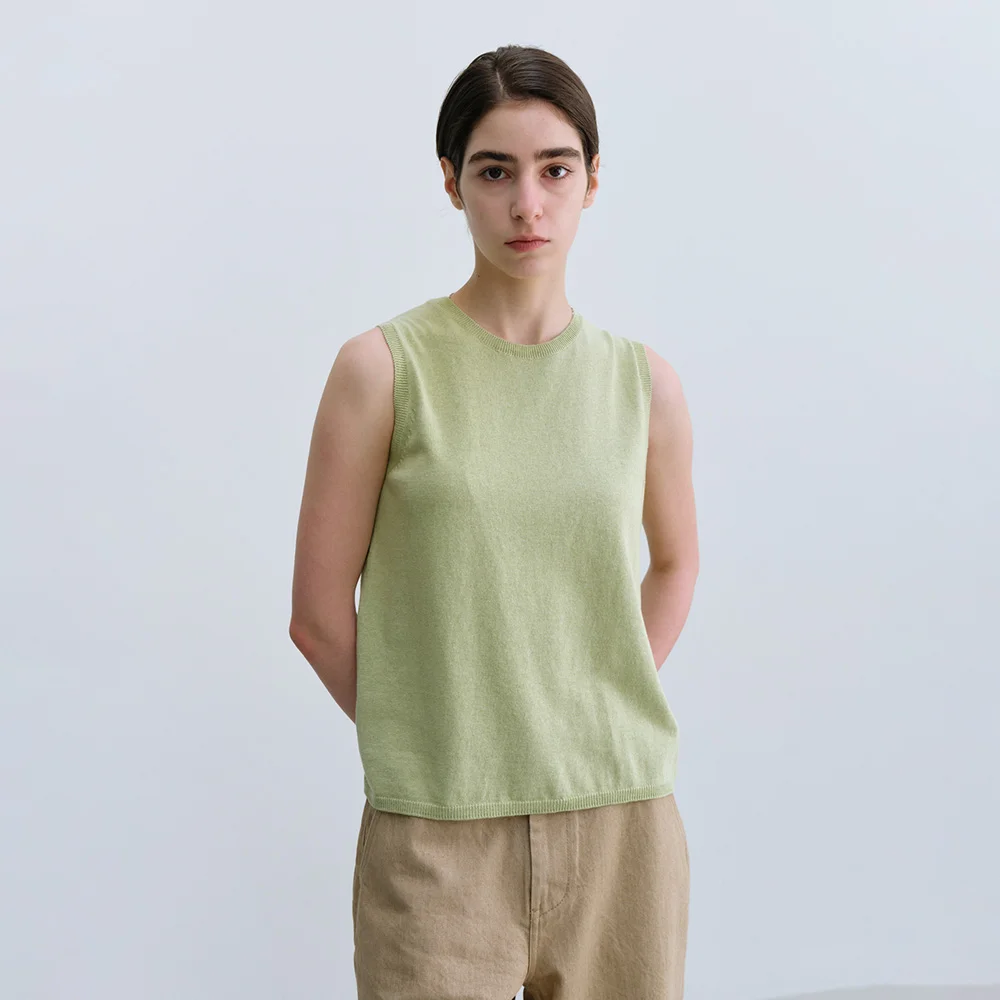 Sleeveless Cotton Knit in Melon