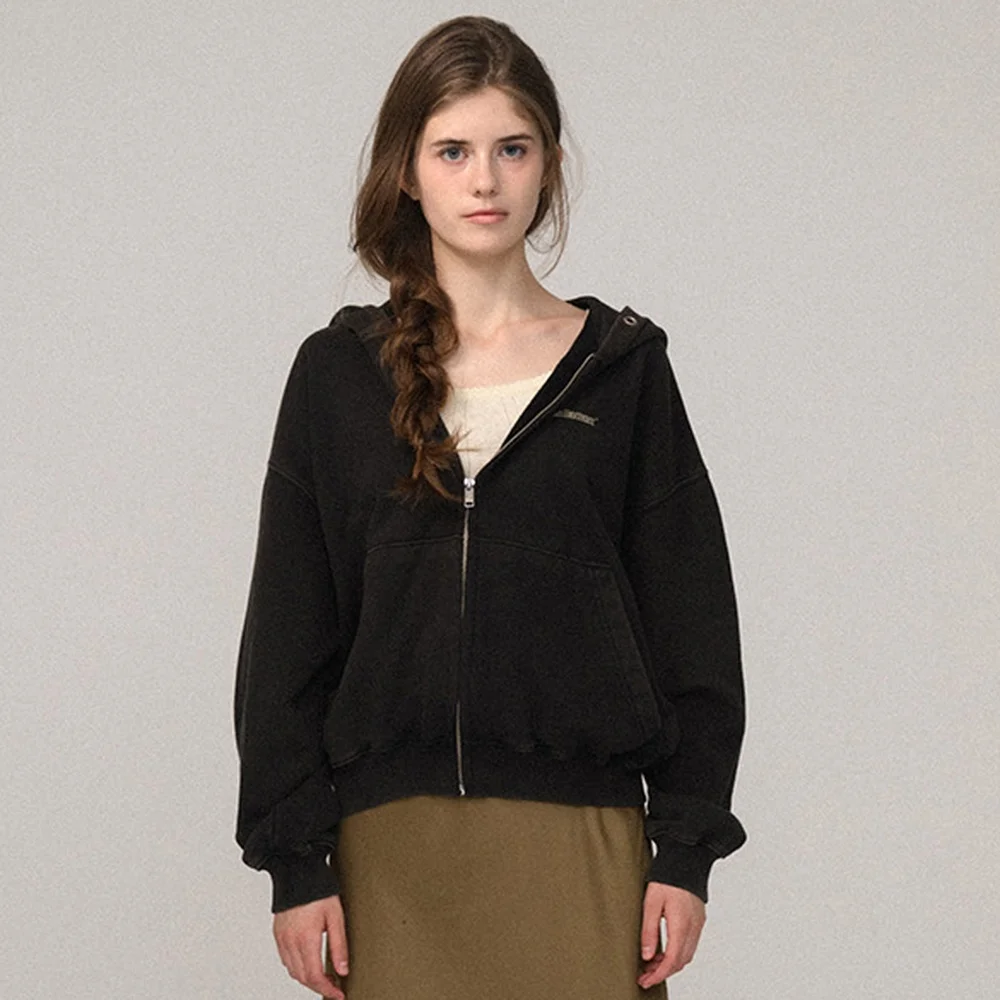 Sun-Faded Zip-Up Hoodie_Washed Black