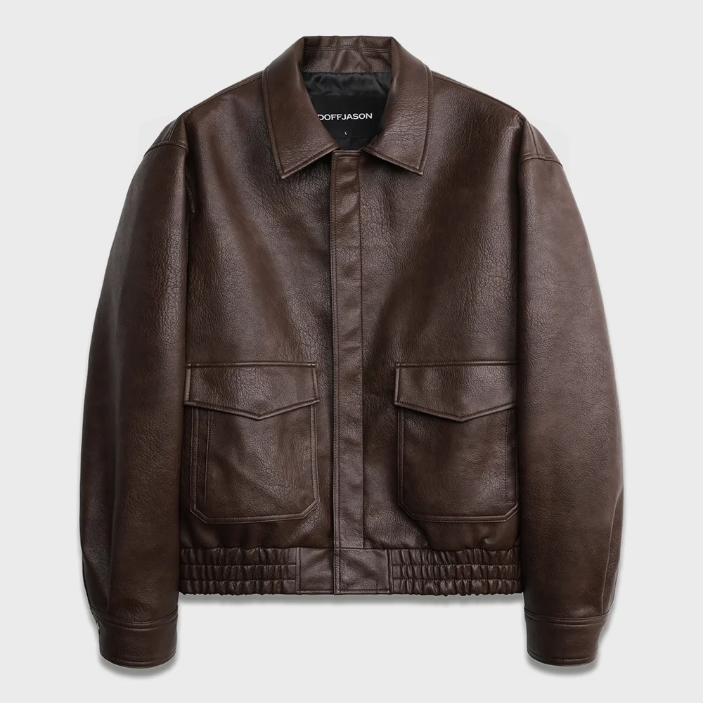 摺痕 皮革 A-2 外套 BROWN