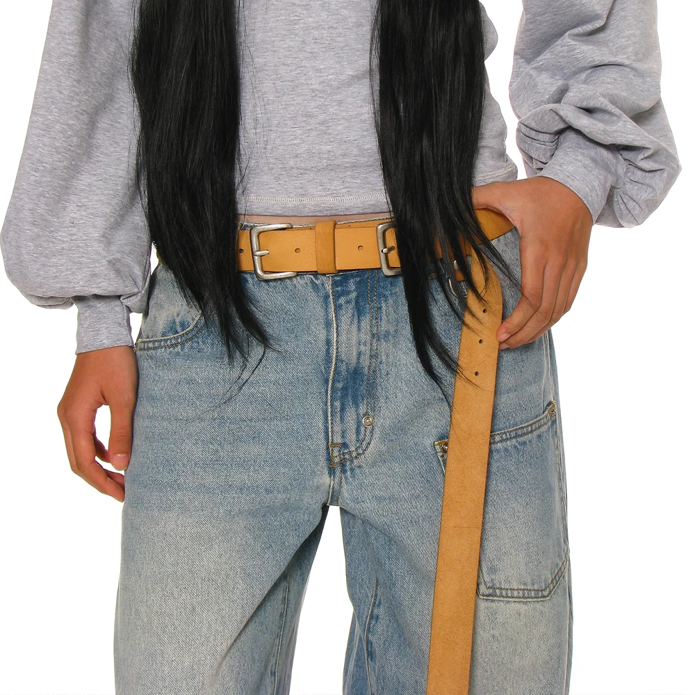 LEATHER EXTRA LONG BELT_TAN