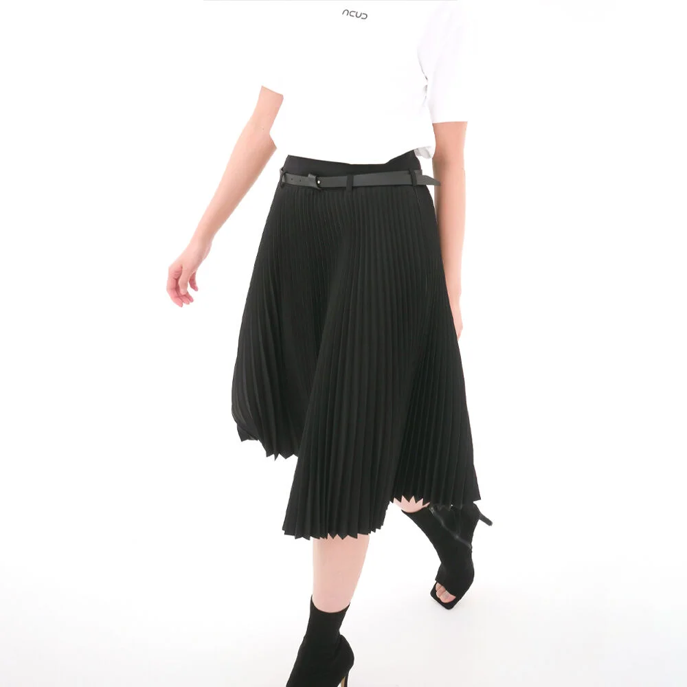 Bending Pleated Skirt _Black