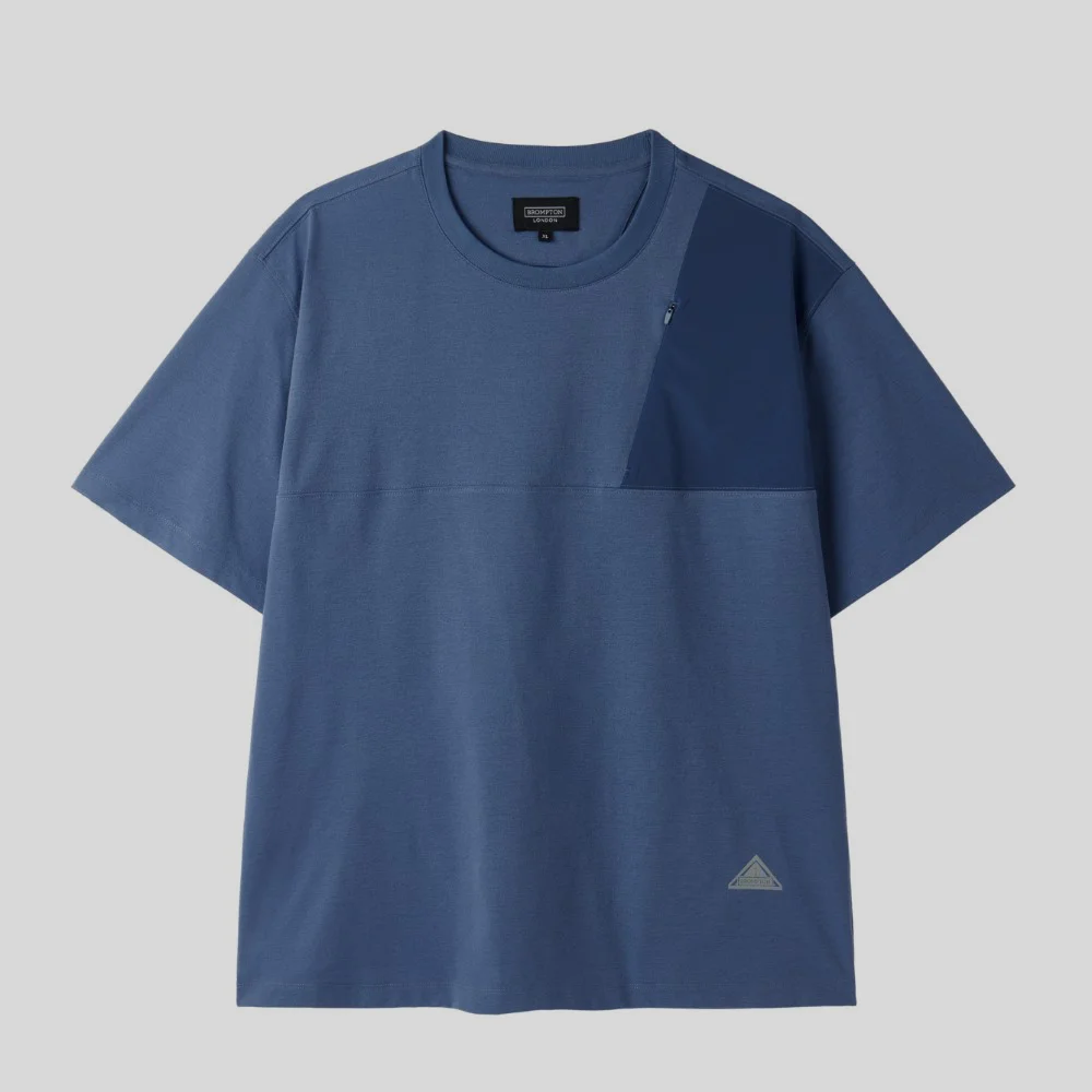 WOVEN COLOUR-BLOCKED ECOMADE T-SHIRT - BLUE (P252MTS133)