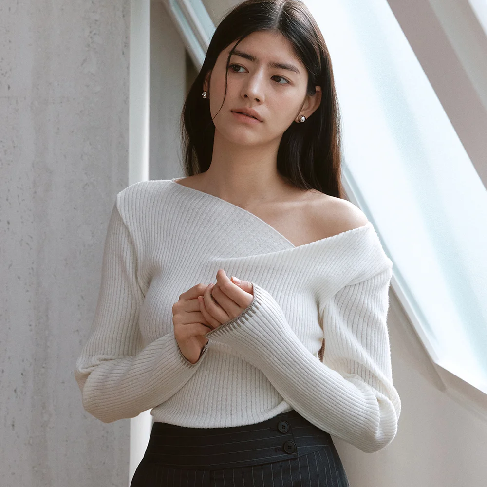 comos 1325 ribbed trimming knit (ivory)