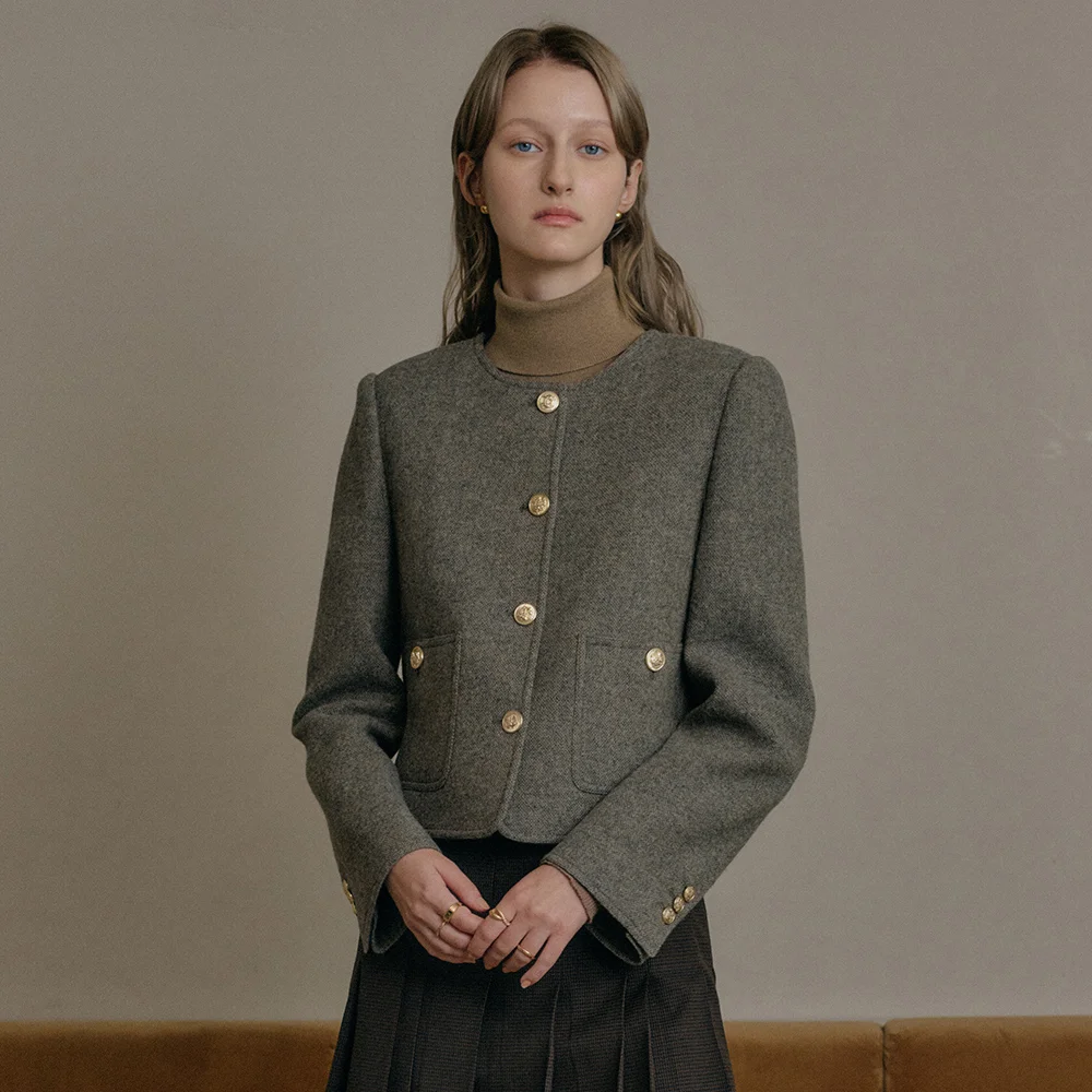 嬰兒 羊駝毛 粗花呢 外套 / BABY ALPACA TWEED JACKET_2colors