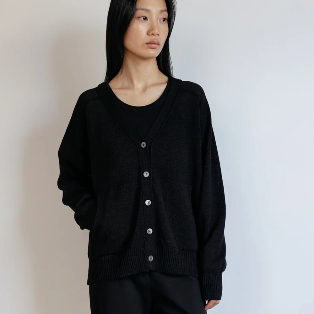Breeze Paper Knit Cardigan (Black)